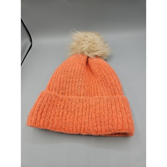 Columbia Winter Blur Pom Pom Beanie - Faded Peach Fleece Lined Ski - Picture 6 of 7